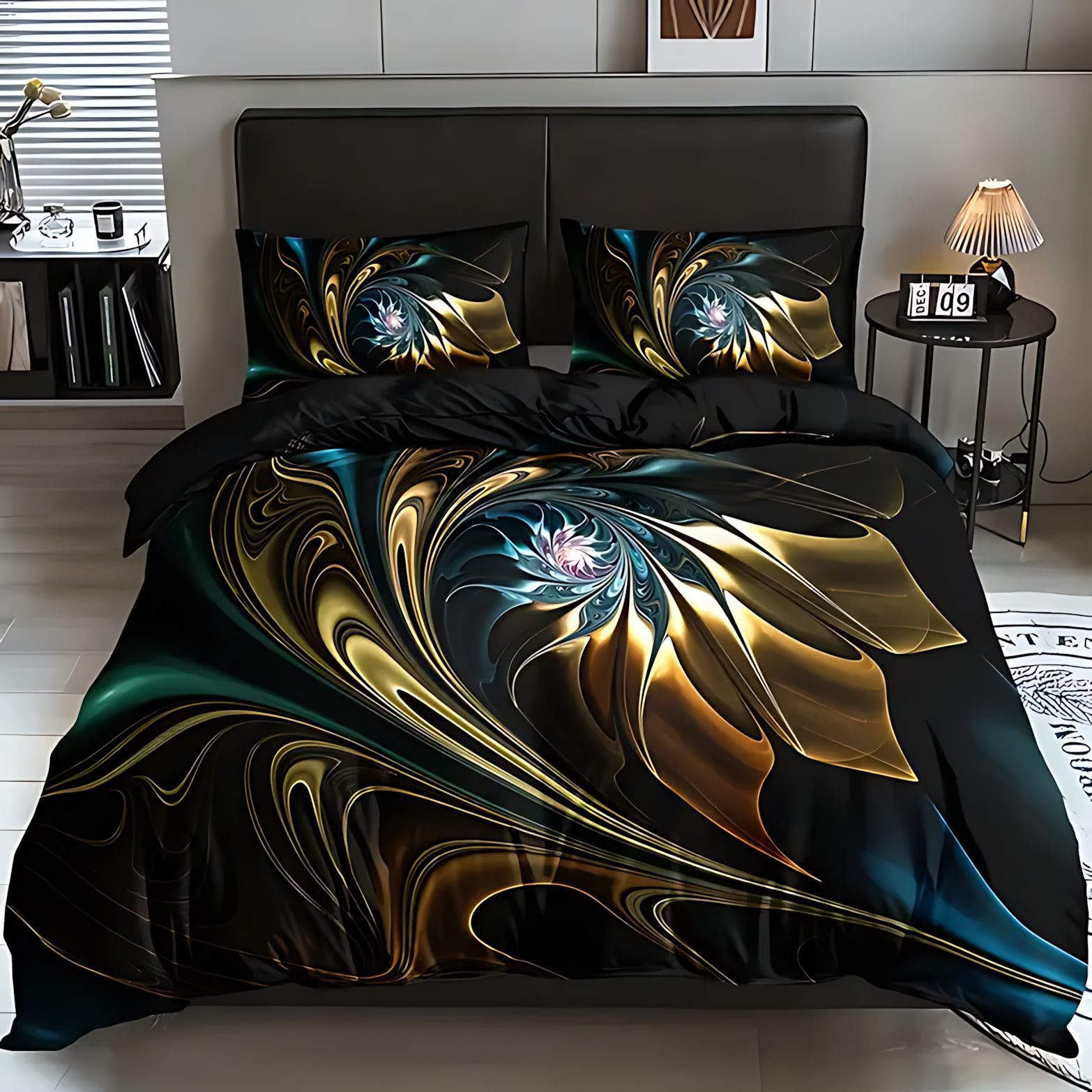 TEMU / JIT transfronterizo clásico de moda texturas de mármol de alta definición impresión digital abrasión colcha de colcha de almohada set