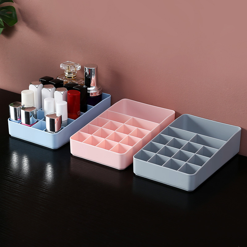 Caja de tocador de escritorio compartimiento caja de almacenamiento de cosméticos caja de joyería de plástico caja de lápiz labial caja de esmalte de uñas creativo al por mayor