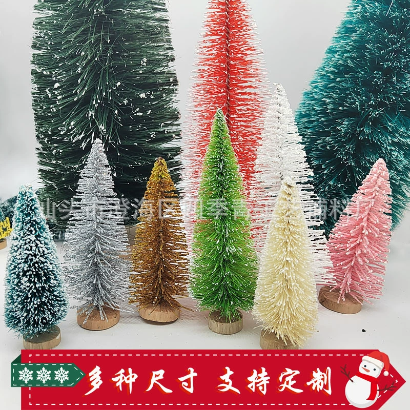 Миниатюрная новогодняя елка для трансграничной торговли, покрытая белым снегом из сизалевого волокна, настольное украшение для Рождества.