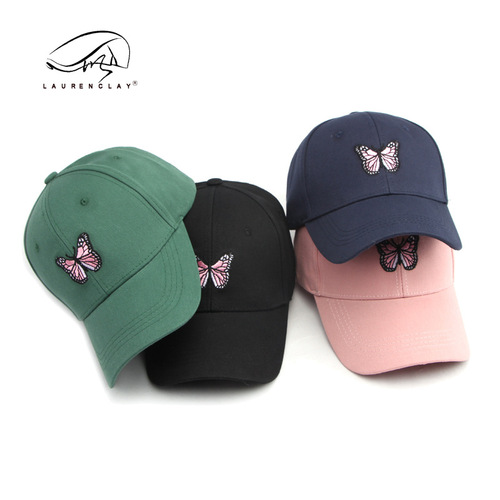 Simple butterfly embroidered hard top baseball hat for women's spring and summer travel sun protection sun hat versatile cute baseball hat