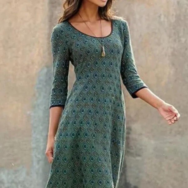 Amazon Cross-border Women's Round Neck Dress