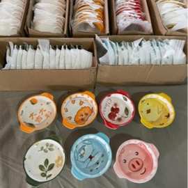 釉下彩双耳卡通陶瓷味碟家用小号蘸料碟日式番茄酱油小吃碟调料碟