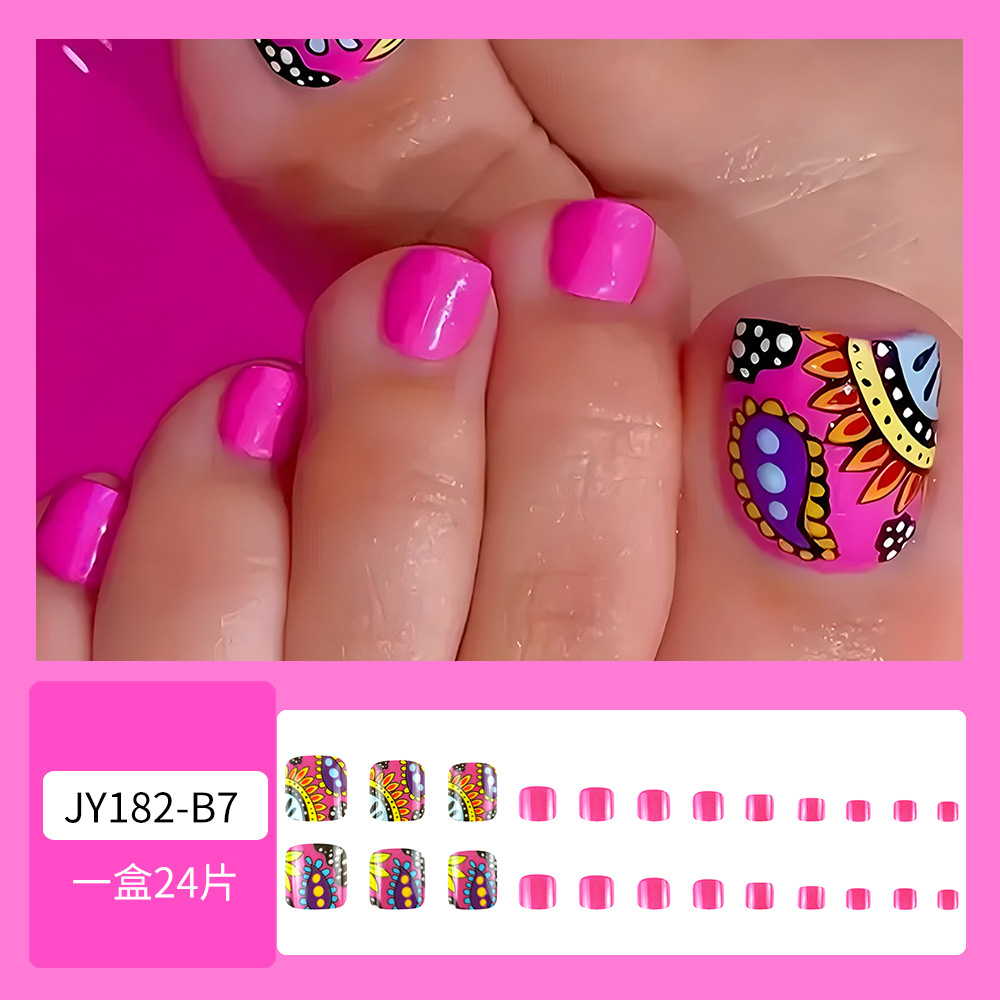 Chicas calientes, pies coloridos, uñas, parches de uñas, dulces y geniales, uñas de uñas de flores en polvo de Barbie, uñas de vestir calientes transfronterizas image 3