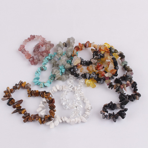 Natural Stone Lady Chain Versatile Simple Cute Bracelet Colorful Irregular Crushed Rose Quartz Bead Bracelet