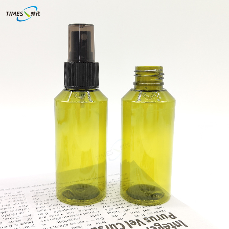 24牙100毫升斜肩喷雾瓶 橄榄绿色纯露瓶 透明绿色PET爽肤水瓶