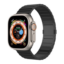 适用苹果Apple Watch一珠钛金属磁吸表带iWatch98SEUltra金属钢带
