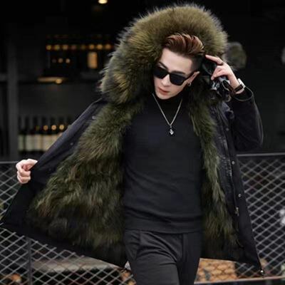 2020新款派克服男可拆卸貉子毛內膽中長款皮毛壹體皮草時尚外套冬