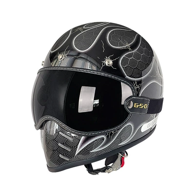 Motorcycle Helmet for Men and Women, Motosiklet kaskı (dəbilqə) - dragon-pattern-silver-flame-black-tea-mirror-m55-56