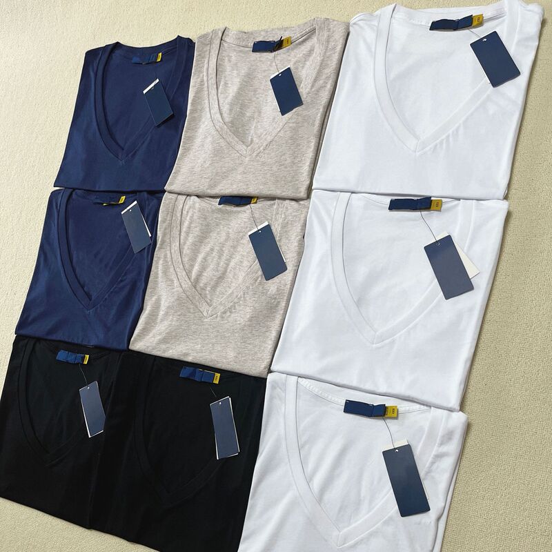High Quality Scanable Raffia Embroider Pl Summer Pure Cotton T-Shirt V-Neck Short-Sleeved Women High Quality Scanable Raffia Embroider Pl Summer Pure Cotton T-Shirt V-Neck Short-Sleeved Women