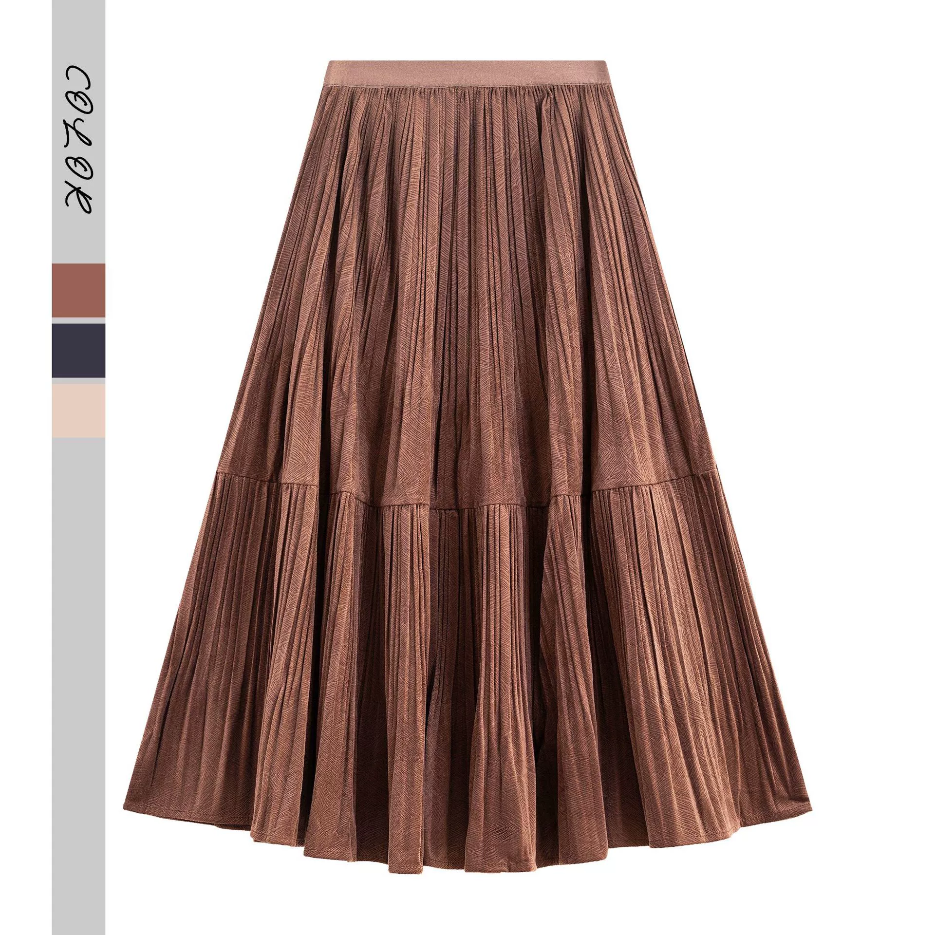 Золотые бархатные юбки осенне-зимние корейские юбки-зонтик в полоску с высокой талией модной средней и длинной большой маятниковой юбкой для детей