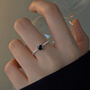 Black zirconium, small design fashionable ring with pigtail, 2022 collection, light luxury style