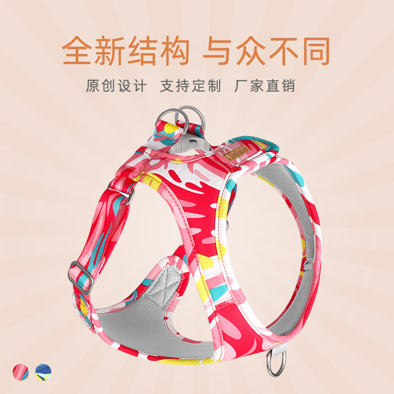 Amazon Dog Leash New Printed Vest Style Dog Walking Chain Small and Medium-Sized Dog Suit Pet Harness