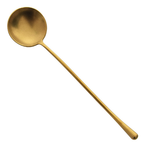 Japanese style 304 stainless steel gold long handle stirring spoon old rice spoon tea spoon soup spoon western food spoon