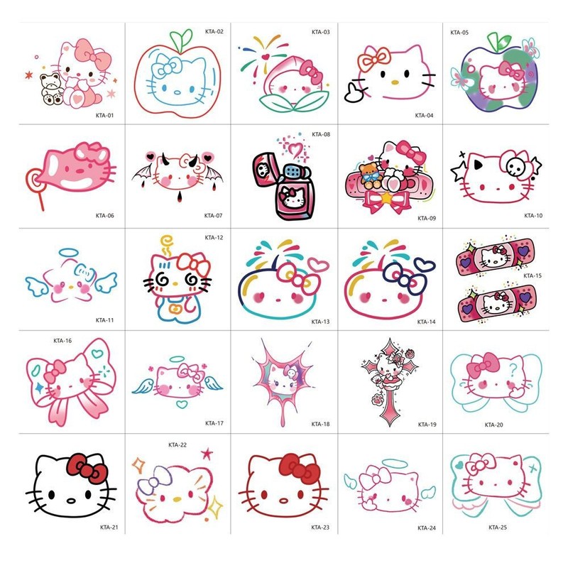 人気ドーパミンキティ猫タトゥーステッカー 可愛い漫画kt猫 ケイティ猫腕ステッカー インス風リボン|undefined