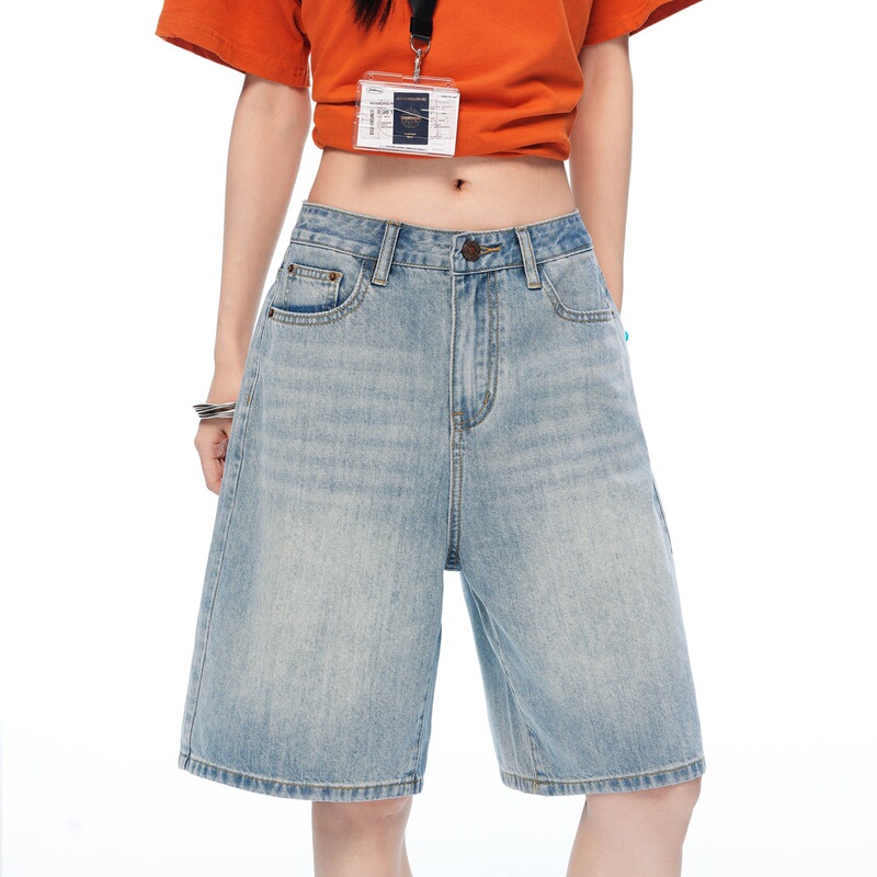 Light Blue Denim Shorts for Women, Summer 2026 New Style, High-Waisted, Casual, Wide-Leg, Loose, Cool-Feel Lyocell Five-Point Shorts Light Blue Denim Shorts for Women, Summer 2026 New Style, High-Waisted, Casual, Wide-Leg, Loose, Cool-Feel Lyocell Five-Point Shorts