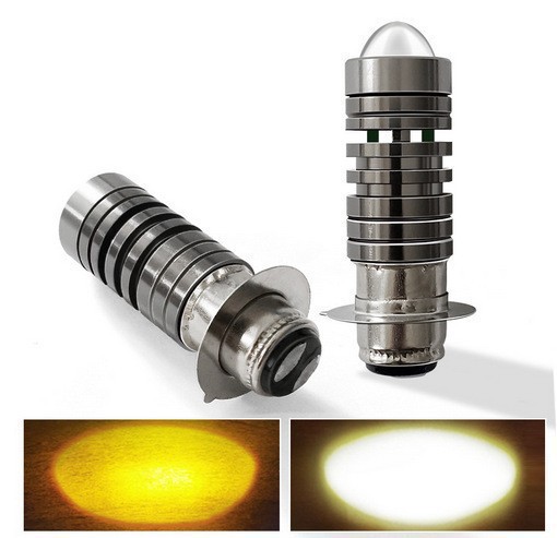 Cross-Border Hot-Selling Led Motorcycle Headlight Fisheye Light Small Steel Cannon P15D H6 Dual-Color Yellow and White Electric Vehicle Front Headlight