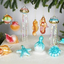 厂家批发吹制玻璃海洋动物工艺品圣诞树挂件装饰品海洋主题