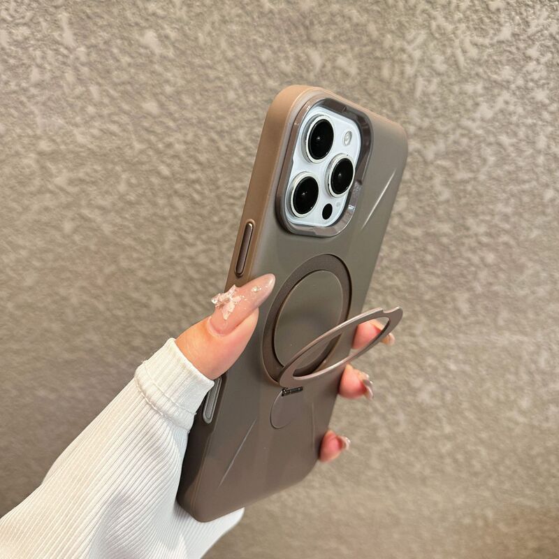 适用iPhone16pro磁吸支架手机壳旋转磁吸苹果15pro磨砂肤感保护套|undefined