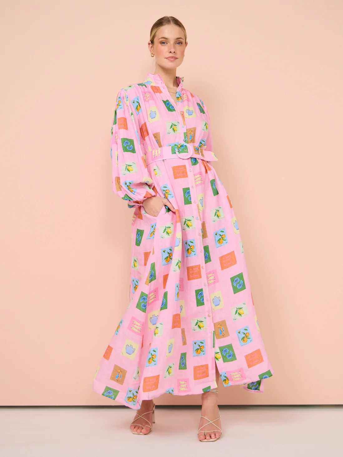 Women's Regular Dress Vacation V Neck Printing Long Sleeve Fruit Midi Dress Daily Beach display picture 3