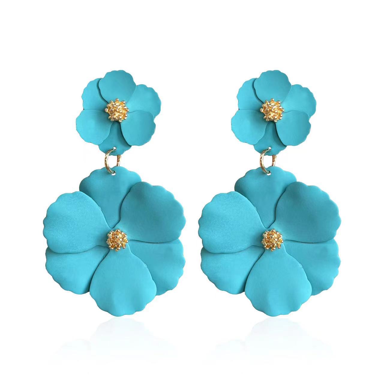 Pendientes de flores de color europeos y americanos, moda creativa para mujer, pintura retro con spray, pendientes de flores multicolor para studs, opcional image 19