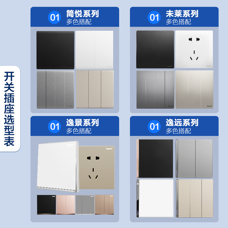 Legrand Official Flagship Store – Boyun White Switch and Socket Panel, One Switch with Five Outlets, for Home Use, Recessed Installation, 86 Type