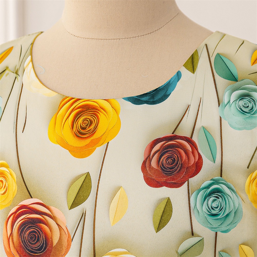 2026 nuevo vestido de princesa para niñas vestido de manga de burbuja vestido de tela impresa vestido de 8 - 12 años vestido de cumpleaños de princesa