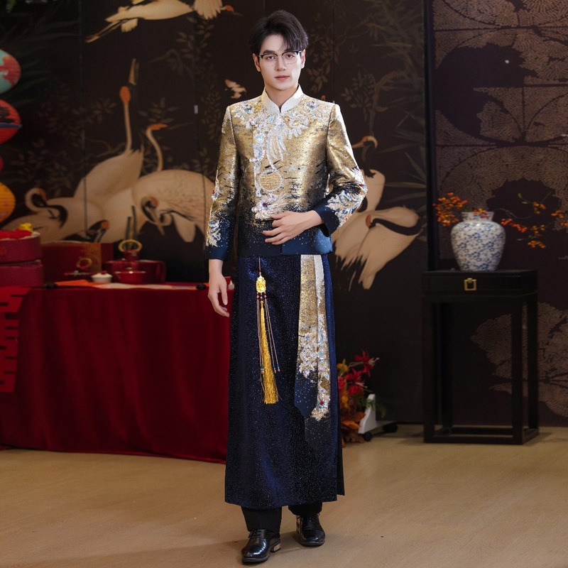 秀禾服男生2025新款中式新郎结婚礼服唐装汉服龙凤褂男士接亲秀和|undefined