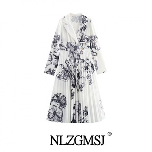 Autumn 2024 New Women's Wear European and American Style Fashion Simple Elegant Commuter Style Long Sleeve Pleated dress
