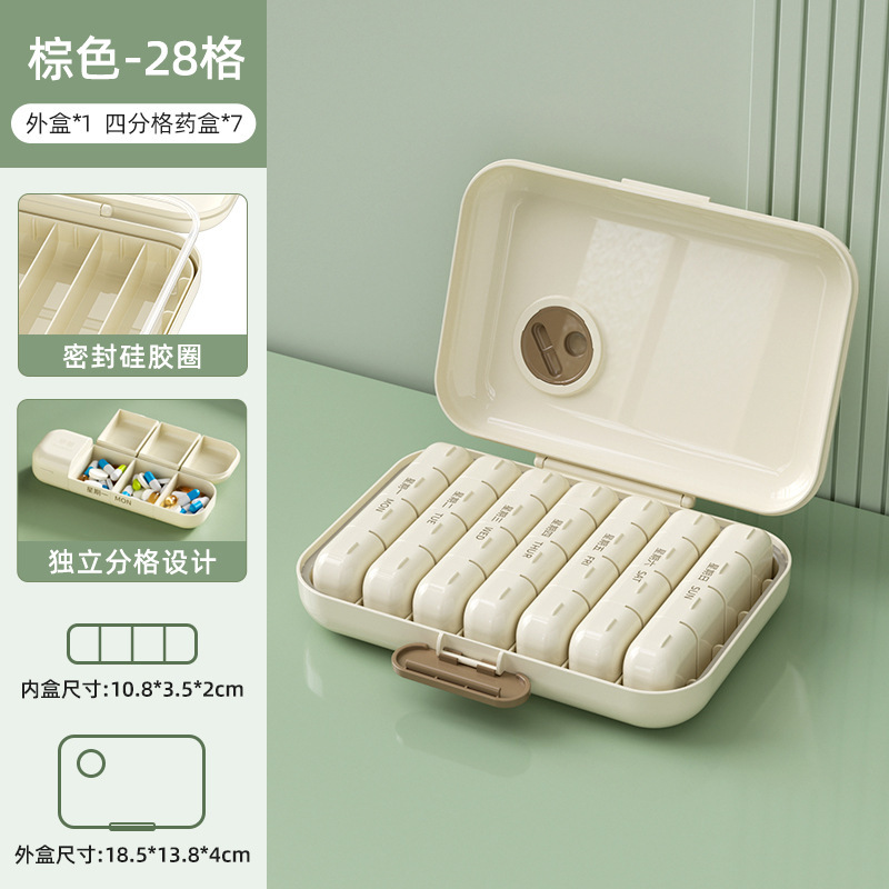 Dispensador de siete días a la semana, tres comidas al día, viaje de gran capacidad y portátil, caja de almacenamiento de píldoras