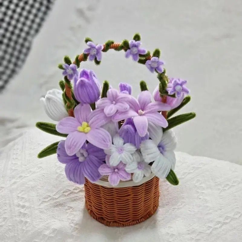 ツイストバスケットdiy花束自作材料包チューリップヒマワリ手作り花は友人の親友にプレゼントする|undefined