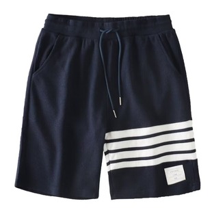 Four-Stripe Shorts Men's Summer New Waffle Trendy Men's Sports Casual Five-Point Pants Men's Clothing