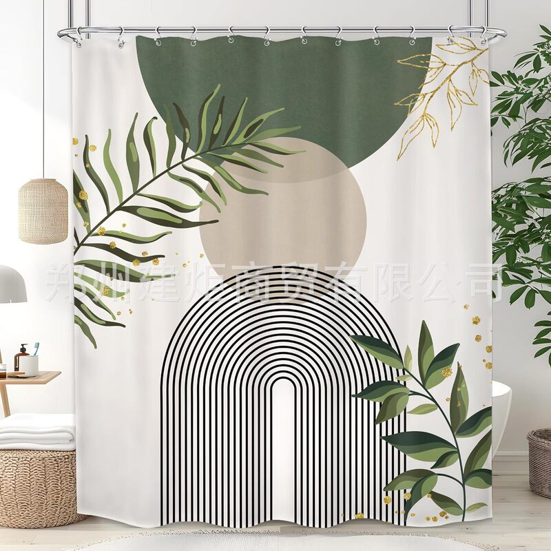 Cross-Border Bohemian Green Shower Curtain Sage Green Mid-Century Modern Style Bathroom Curtain Bath Tent Bath Cover Hanging Curtain Cross-Border Bohemian Green Shower Curtain Sage Green Mid-Century Modern Style Bathroom Curtain Bath Tent Bath Cover Hanging Curtain