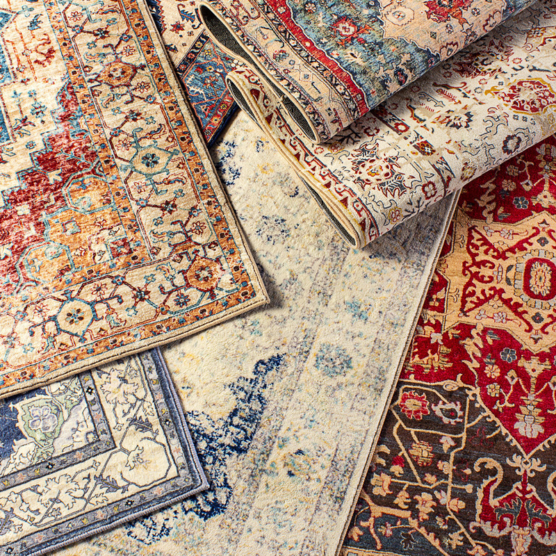 Cross-Border Turkish Ethnic Style Cotton Bottom Carpet Persian American Retro Living Room Sofa Coffee Table Carpet Bedside