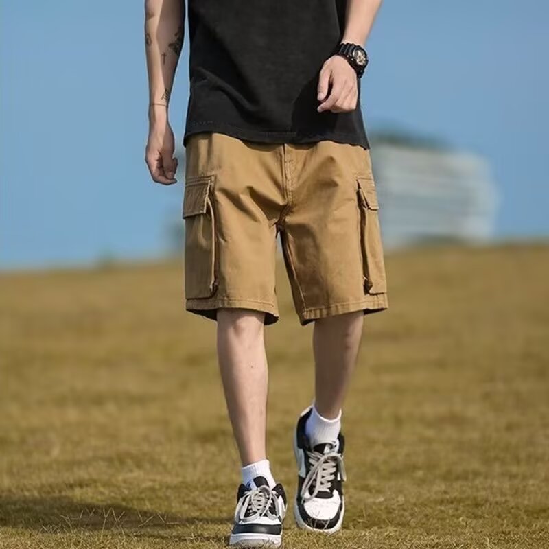 美式工装裤短裤男夏季百搭高街宽松薄款直筒运动休闲外穿五分裤子|undefined