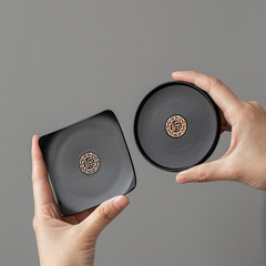 陶瓷茶杯墊日式黑陶創意功夫茶道具隔熱杯墊個性杯托茶壺底托批發