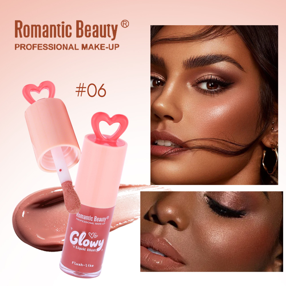 Cross-border Love Liquid Blush Natural Color Durable Carmine Brown No es fácil de quitar el maquillaje, mejora de la apariencia, blush rosa suave