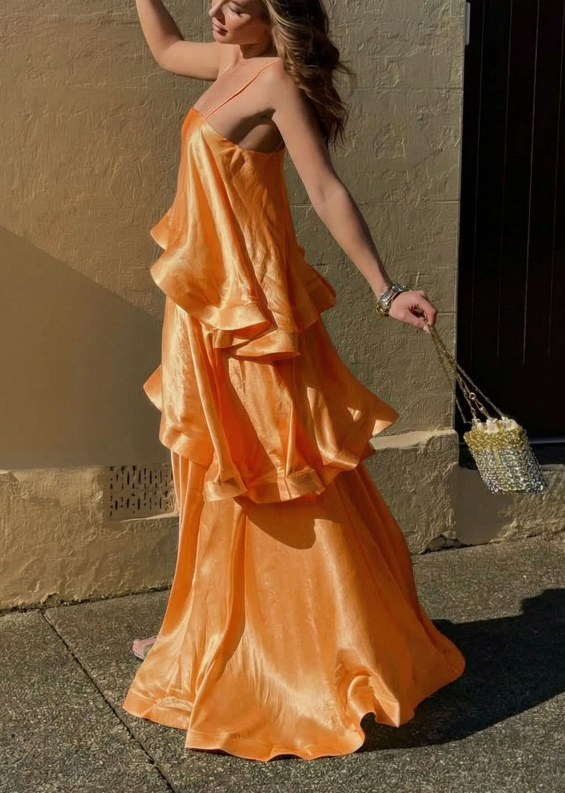 Robe-débardeur en satin pour femme, plusieurs couches, style décontracté et ample, nouveauté printemps-été_voghion.com
