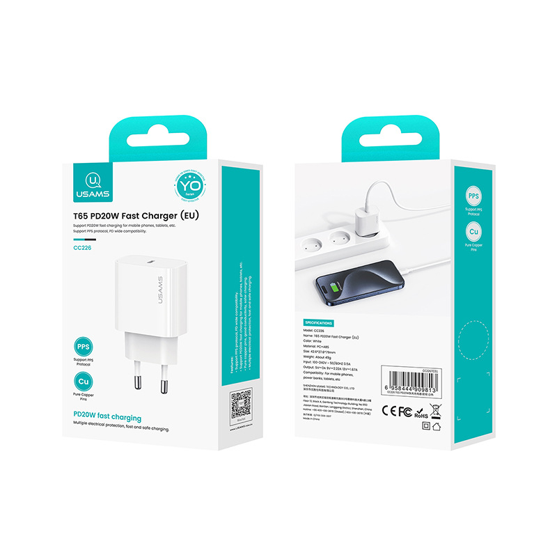Unidad de carga mini compacta PD20W enchufe de carga Euro conveniente para viajar cargador al por mayor barato