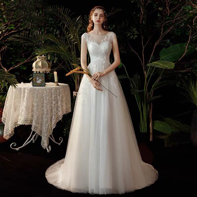 El Comercio exterior europeo y americano Amazon AliExpress desea estación independiente nuevo vestido de novia de encaje largo vestido de novia elegante
