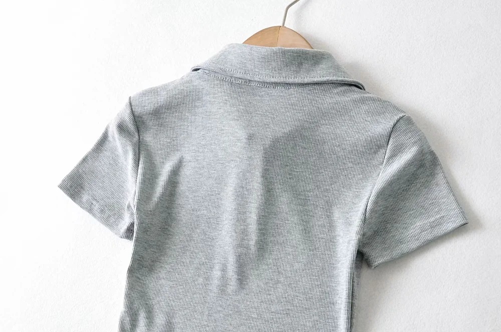 solid color polo collar sexy short-sleeved T-shirt NSAC52129