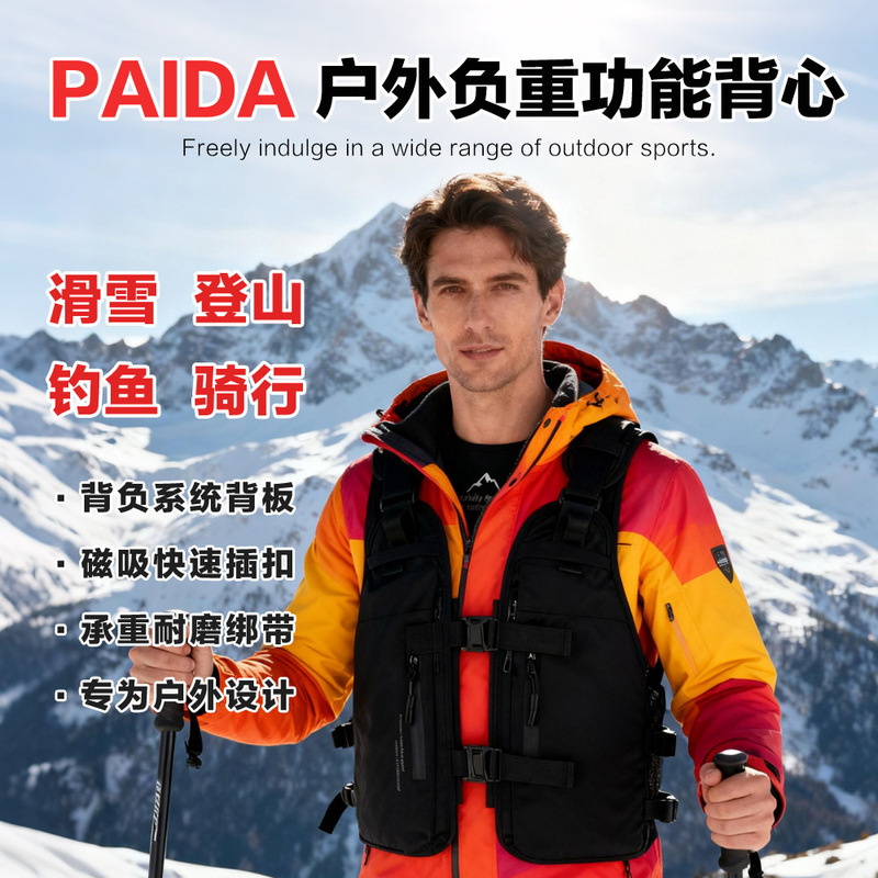 Paida Professional Outdoor Weight-Bearing Vest, Snowboarding Vest, Cycling and Mountaineering Outerwear, Fishing Clothing, Drop Shipping