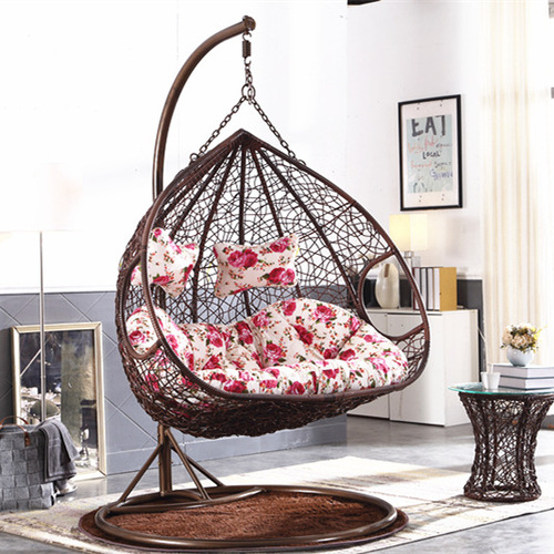 Double hanging basket wicker chair indoor balcony swing chair home user outdoor swing cradle chair lazy person bird's nest hammock rocking chair