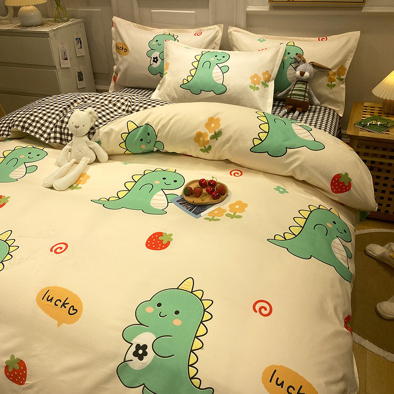 Juego de ropa de cama de algodón cepillado al por mayor para estudiantes, juego de cuatro piezas, funda de edredón de algodón con aloe vera, funda de edredón individual para dormitorio, juego de tres piezas. image 25