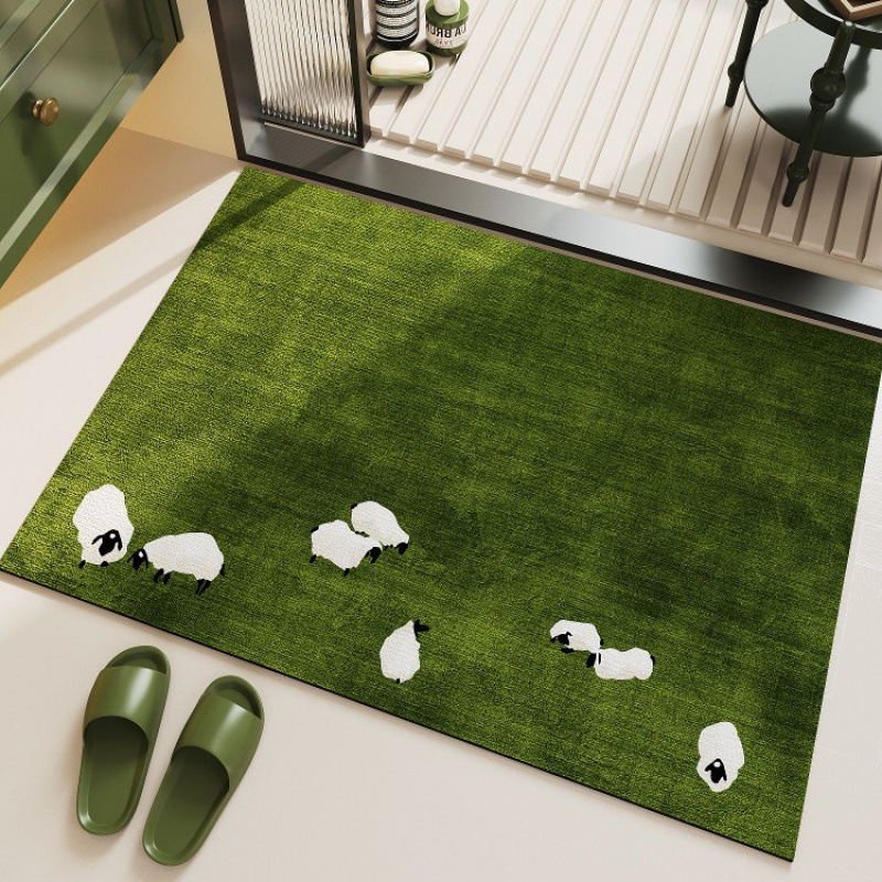 Cartoon Forest Diatom Mud Bathroom Floor Mats, Bathroom Non-Slip Absorbent Foot Mats, Entrance Door Mats That Are Stain-Resistant and Easy to Care for