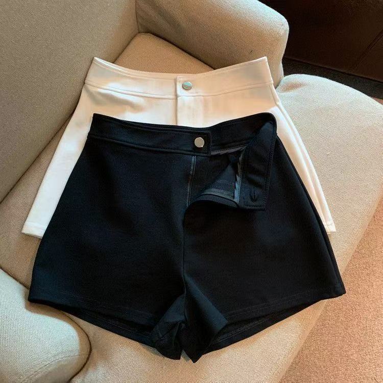 2025 Black Lower Body Missing Cotton Autum Shorts Women's Summer High Waist Slimming Look A-Line Tight Elastic Sexy Hot