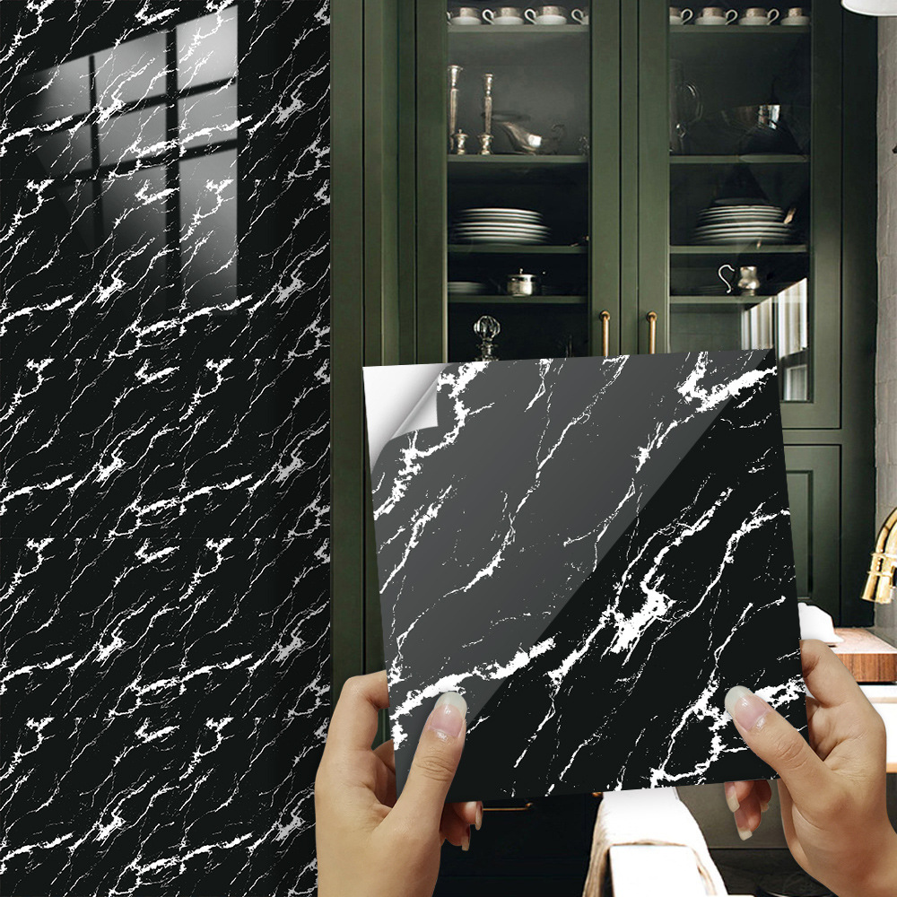 Luxury Black Marble Wall Stickers For Kitchen And Bathroom Decor_voghion.com