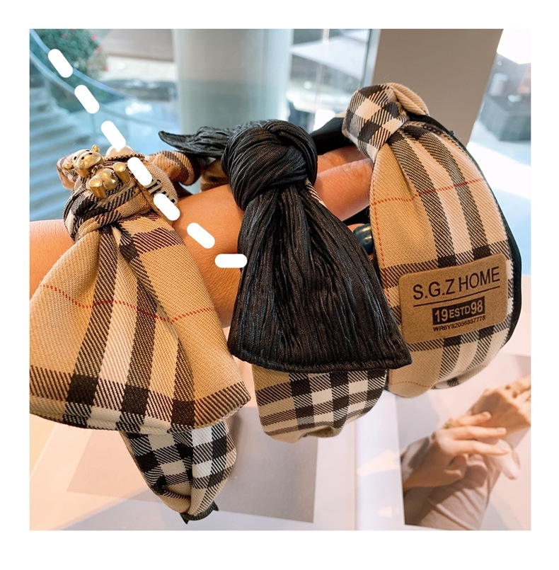 Retro Elegant Bowknot Plaid Hair Band display picture 13