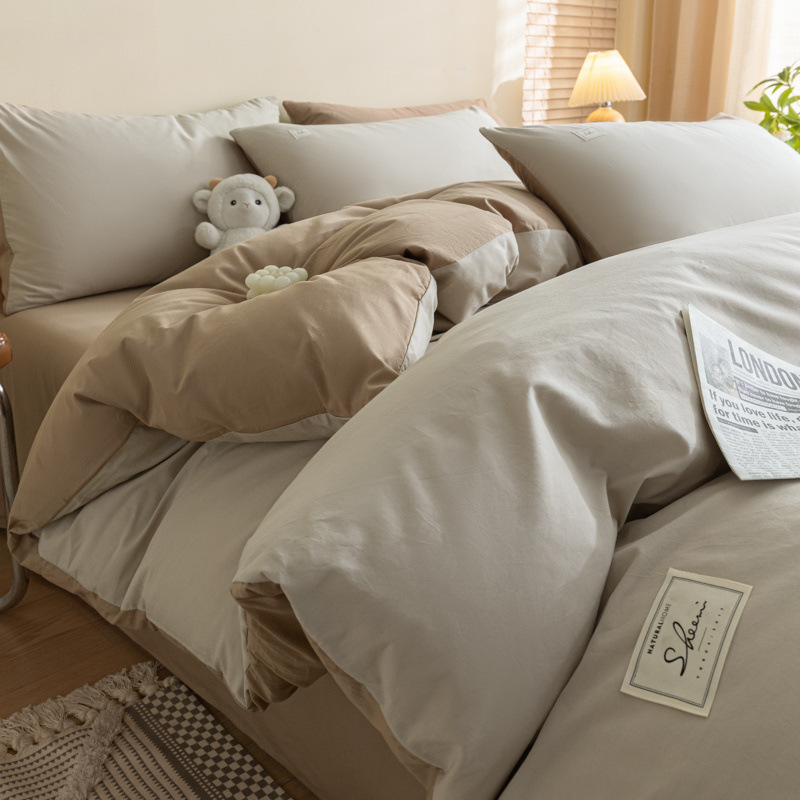 Nueva cubierta de edredón de algodón lavado con agua de una sola pieza de invierno y otoño de algodón puro para una sola persona 150x200 edredón de cuatro piezas