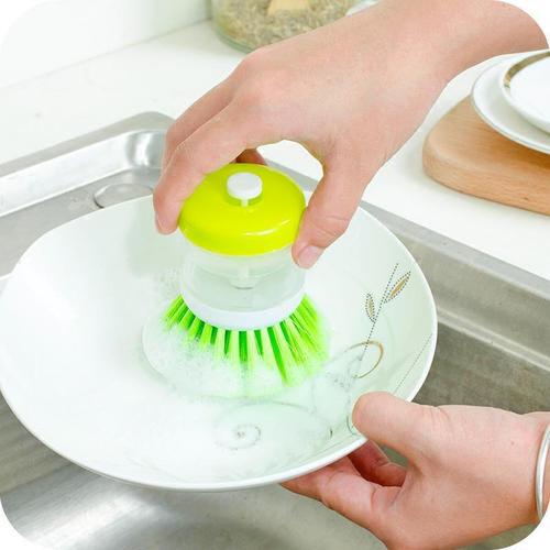 Huisi kitchen dishwashing brush, dishwashing liquid, push-type automatic liquid-adding dishwashing brush, household stove cleaning pot brush