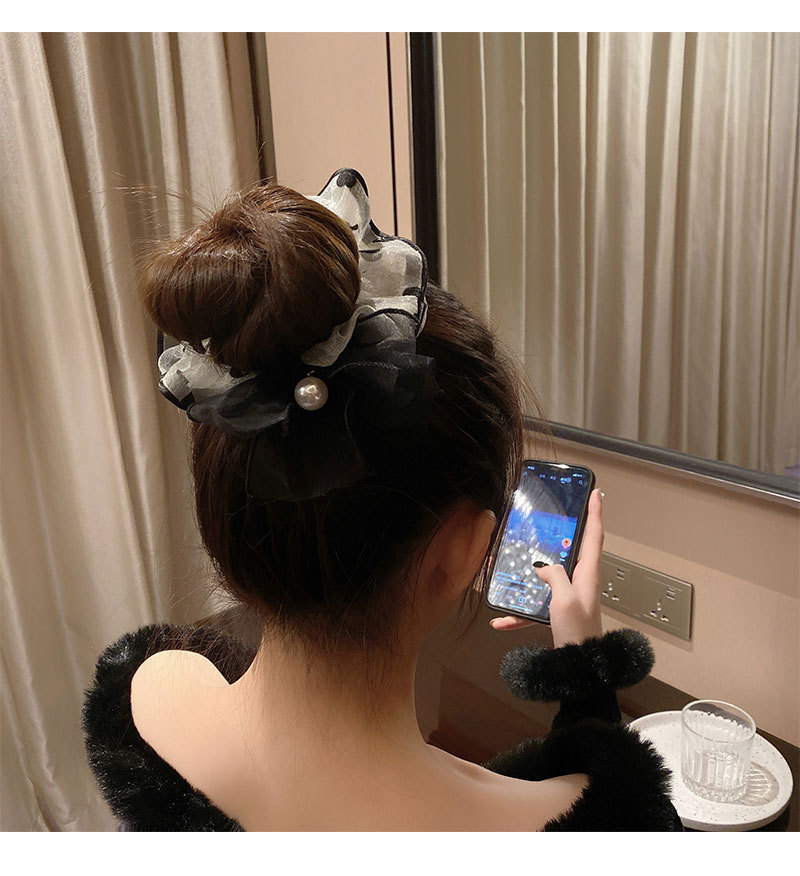 Silk Pearl Bow Bow Large Hair Tie Hair Rubber Band Hair Rope display picture 4